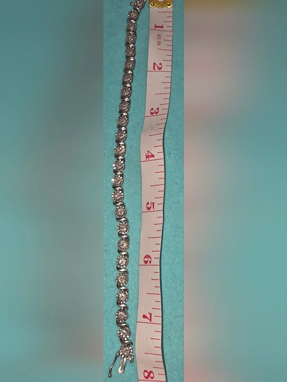 GENUINE DIAMOND 119 POINT STERLING SILVER 925 TENNIS BRACELET 7.5 INCHES - Picture 3 of 5